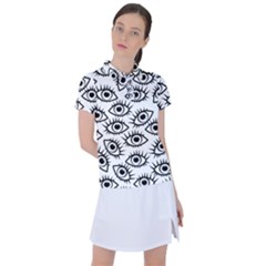 Black And White Cartoon Eyeballs Women s Polo Tee