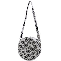 Black And White Cartoon Eyeballs Crossbody Circle Bag by SpinnyChairDesigns