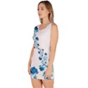 Abstract Blue Flowers on White Bodycon Dress View2