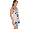 Abstract Blue Flowers on White Bodycon Dress View3