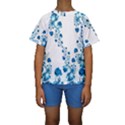 Abstract Blue Flowers on White Kids  Short Sleeve Swimwear View1