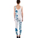 Abstract Blue Flowers on White One Piece Catsuit View2