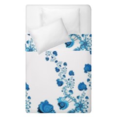 Abstract Blue Flowers On White Duvet Cover Double Side (single Size) by SpinnyChairDesigns