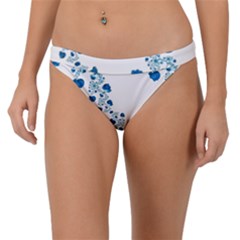 Abstract Blue Flowers On White Band Bikini Bottom by SpinnyChairDesigns