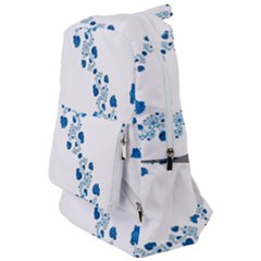 Abstract Blue Flowers On White Travelers  Backpack