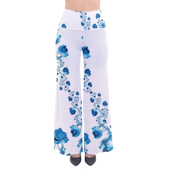 Abstract Blue Flowers on White So Vintage Palazzo Pants