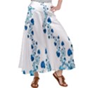 Abstract Blue Flowers on White Satin Palazzo Pants View1