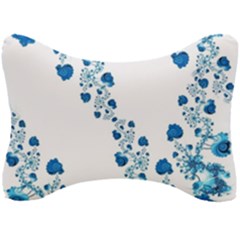 Abstract Blue Flowers On White Seat Head Rest Cushion by SpinnyChairDesigns