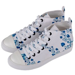 Abstract Blue Flowers On White Women s Mid-top Canvas Sneakers by SpinnyChairDesigns