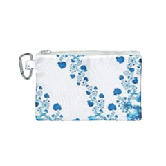 Abstract Blue Flowers On White Canvas Cosmetic Bag (small) by SpinnyChairDesigns