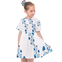 Abstract Blue Flowers On White Kids  Sailor Dress by SpinnyChairDesigns