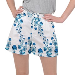 Abstract Blue Flowers On White Ripstop Shorts by SpinnyChairDesigns