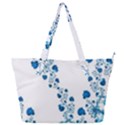 Abstract Blue Flowers on White Full Print Shoulder Bag View1