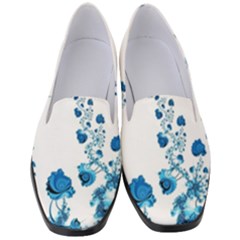 Abstract Blue Flowers On White Women s Classic Loafer Heels by SpinnyChairDesigns