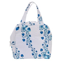 Abstract Blue Flowers On White Boxy Hand Bag by SpinnyChairDesigns