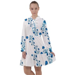 Abstract Blue Flowers On White All Frills Chiffon Dress by SpinnyChairDesigns