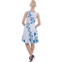 Abstract Blue Flowers on White Knee Length Skater Dress View2