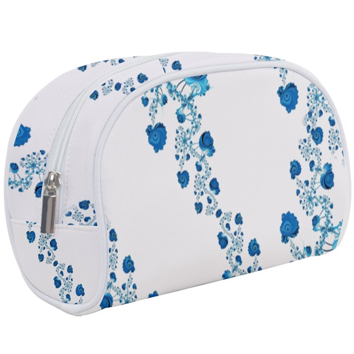 Abstract Blue Flowers on White Makeup Case (Large)