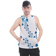 Abstract Blue Flowers On White Men s Sleeveless Hoodie by SpinnyChairDesigns