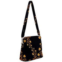 Abstract Gold Yellow Roses On Black Zipper Messenger Bag by SpinnyChairDesigns