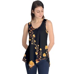 Abstract Gold Yellow Roses On Black Sleeveless Tunic by SpinnyChairDesigns