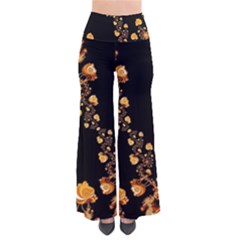 Abstract Gold Yellow Roses On Black So Vintage Palazzo Pants by SpinnyChairDesigns