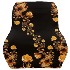 Abstract Gold Yellow Roses On Black Car Seat Back Cushion  by SpinnyChairDesigns