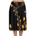 Abstract Gold Yellow Roses on Black Velvet Flared Midi Skirt View1