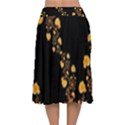 Abstract Gold Yellow Roses on Black Velvet Flared Midi Skirt View2