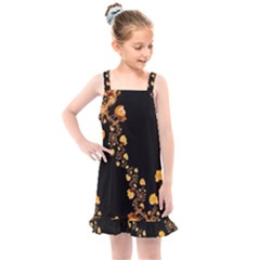 Abstract Gold Yellow Roses On Black Kids  Overall Dress by SpinnyChairDesigns