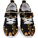 Abstract Gold Yellow Roses on Black Kids  Velcro Strap Shoes View1