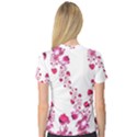 Abstract Pink Roses on White V-Neck Sport Mesh Tee View2