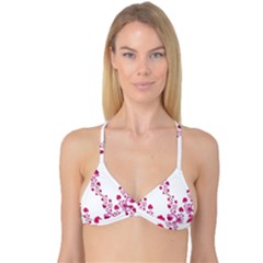 Abstract Pink Roses On White Reversible Tri Bikini Top by SpinnyChairDesigns