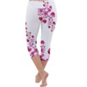 Abstract Pink Roses on White Capri Yoga Leggings View4