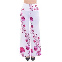 Abstract Pink Roses On White So Vintage Palazzo Pants by SpinnyChairDesigns