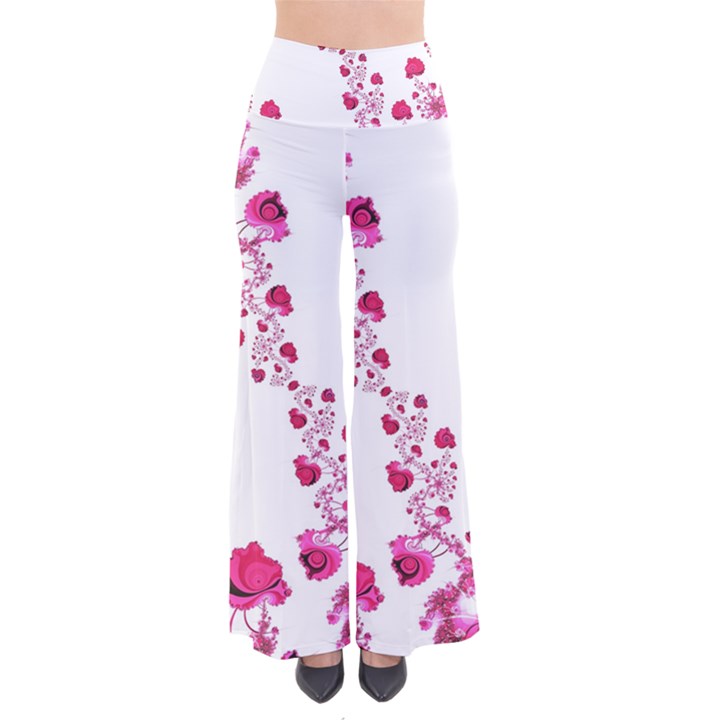 Abstract Pink Roses on White So Vintage Palazzo Pants