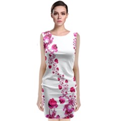 Abstract Pink Roses On White Classic Sleeveless Midi Dress by SpinnyChairDesigns