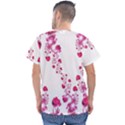 Abstract Pink Roses on White Men s V-Neck Scrub Top View2