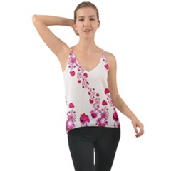 Abstract Pink Roses On White Chiffon Cami by SpinnyChairDesigns