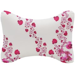 Abstract Pink Roses On White Seat Head Rest Cushion by SpinnyChairDesigns