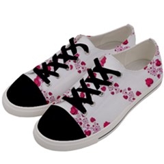 Abstract Pink Roses On White Men s Low Top Canvas Sneakers by SpinnyChairDesigns