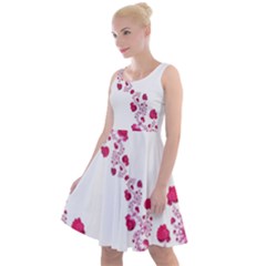 Abstract Pink Roses On White Knee Length Skater Dress by SpinnyChairDesigns