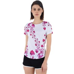 Abstract Pink Roses On White Back Cut Out Sport Tee