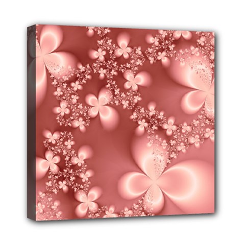 Tea Rose Colored Floral Pattern Mini Canvas 8  X 8  (stretched) by SpinnyChairDesigns