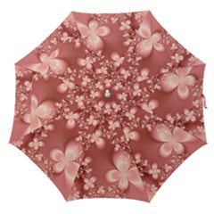 Tea Rose Colored Floral Pattern Straight Umbrellas by SpinnyChairDesigns