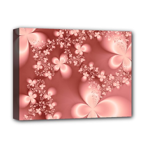 Tea Rose Colored Floral Pattern Deluxe Canvas 16  X 12  (stretched)  by SpinnyChairDesigns