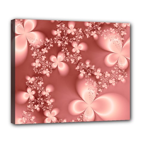 Tea Rose Colored Floral Pattern Deluxe Canvas 24  X 20  (stretched) by SpinnyChairDesigns