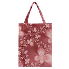 Tea Rose Colored Floral Pattern Classic Tote Bag by SpinnyChairDesigns