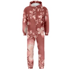 Tea Rose Colored Floral Pattern Hooded Jumpsuit (men)  by SpinnyChairDesigns