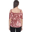 Tea Rose Colored Floral Pattern Cutout Shoulder Tee View2